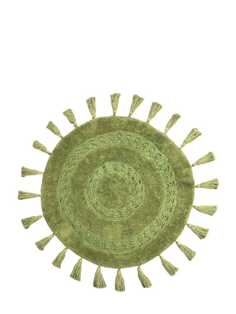 furn. Green Circle Tassel Tufted Cotton 100% Cotton Bath Mat - Image 2 of 3