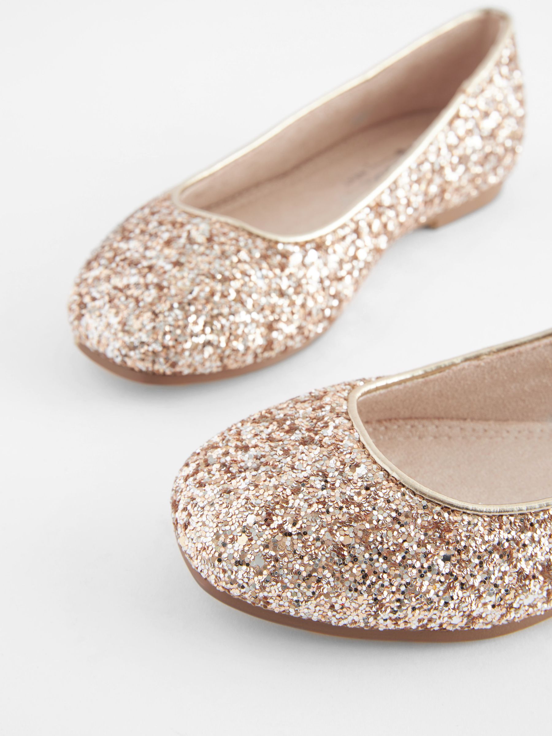 Buy Rose Gold Glitter Square Toe Occasion Ballet Shoes from Next Luxembourg