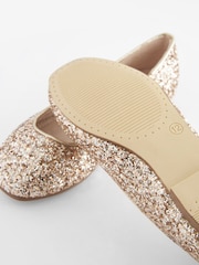Rose Gold Glitter Square Toe Occasion Ballet Shoes - Image 5 of 5