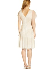 Adrianna Papell perlenbesetztes Kleid mit Flötenärmeln - Bild 3 von 6