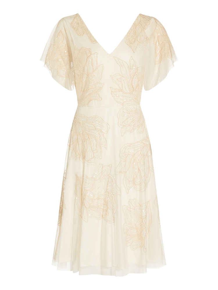 Adrianna Papell Beaded Flutted Dress - Image 6 of 6 Adrianna Papell Beaded Flutted Dress - Image 6 of 6