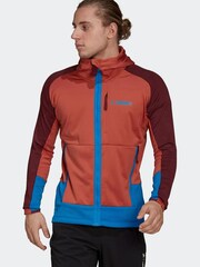 adidas Black Terrex Tech Flooce Hooded Hiking Fleece Jacket - Image 1 of 7