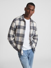 Reiss Blue/Ecru Method Large Check Twill Overshirt - Image 1 of 6