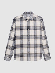 Reiss Blue/Ecru Method Large Check Twill Overshirt - Image 2 of 6