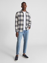 Reiss Blue/Ecru Method Large Check Twill Overshirt - Image 3 of 6