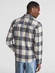 Reiss Blue/Ecru Method Large Check Twill Overshirt - Image 5 of 6