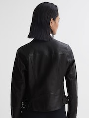 Reiss Black Tallis Leather Biker Jacket - Image 5 of 6