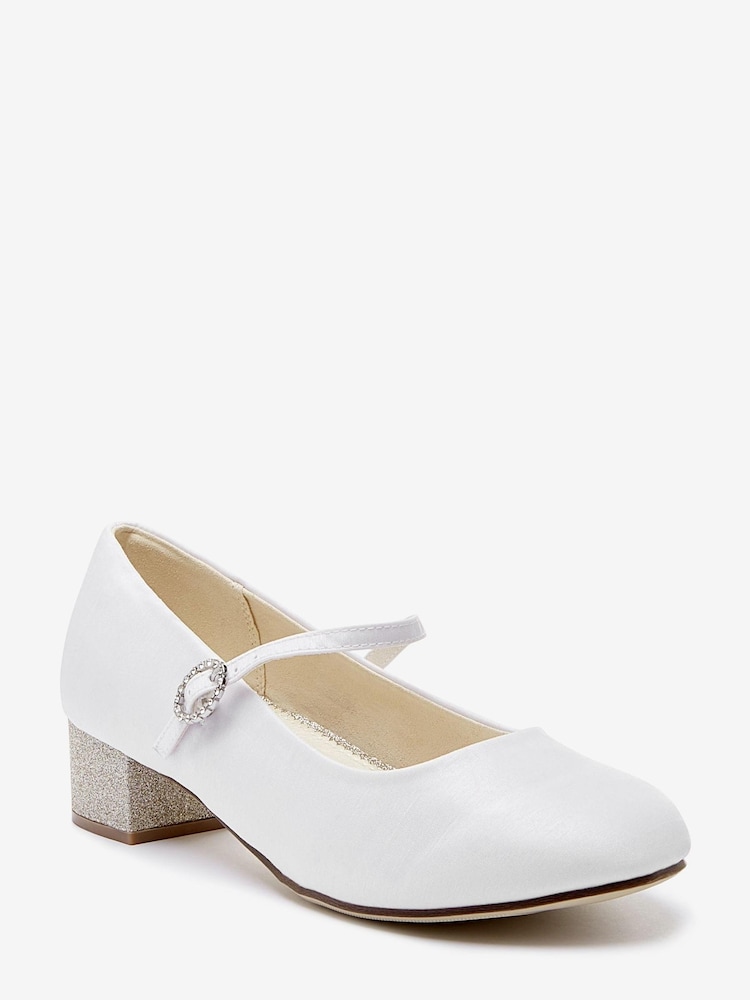 White Satin Heeled Bridesmaid Collection Occasion Shoes - Image 2 of 5