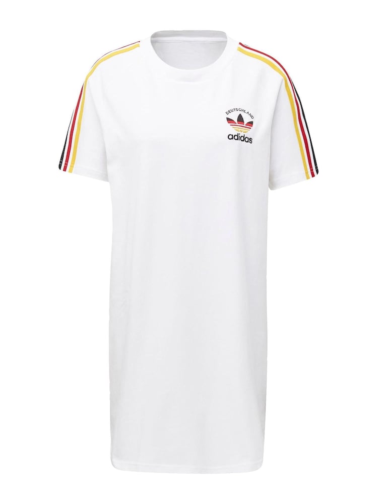 adidas Originals White 3-Stripes 100% Cotton T-Shirt Dress - Image 1 of 8