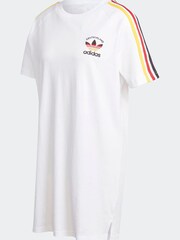 adidas Originals White 3-Stripes 100% Cotton T-Shirt Dress - Image 3 of 8
