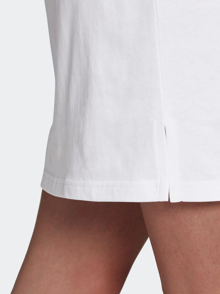 adidas Originals White 3-Stripes 100% Cotton T-Shirt Dress - Image 8 of 8