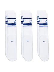 Белый/синий - Nike Sportswear Everyday базовый белый круглый вырез Носки 3 набор - Изображение 3 из 4