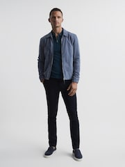 Reiss Bright Airforce Maxwell Merino Zip Neck Polo T-Shirt - Image 3 of 7