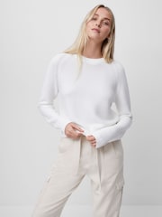 French Connection White Crew Neck Lilly Mozart 100% Cotton Jumper - Image 1 of 5