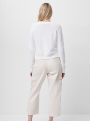 French Connection White Crew Neck Lilly Mozart 100% Cotton Jumper - Image 2 of 5