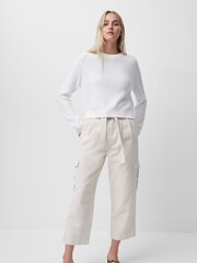 French Connection White Crew Neck Lilly Mozart 100% Cotton Jumper - Image 3 of 5