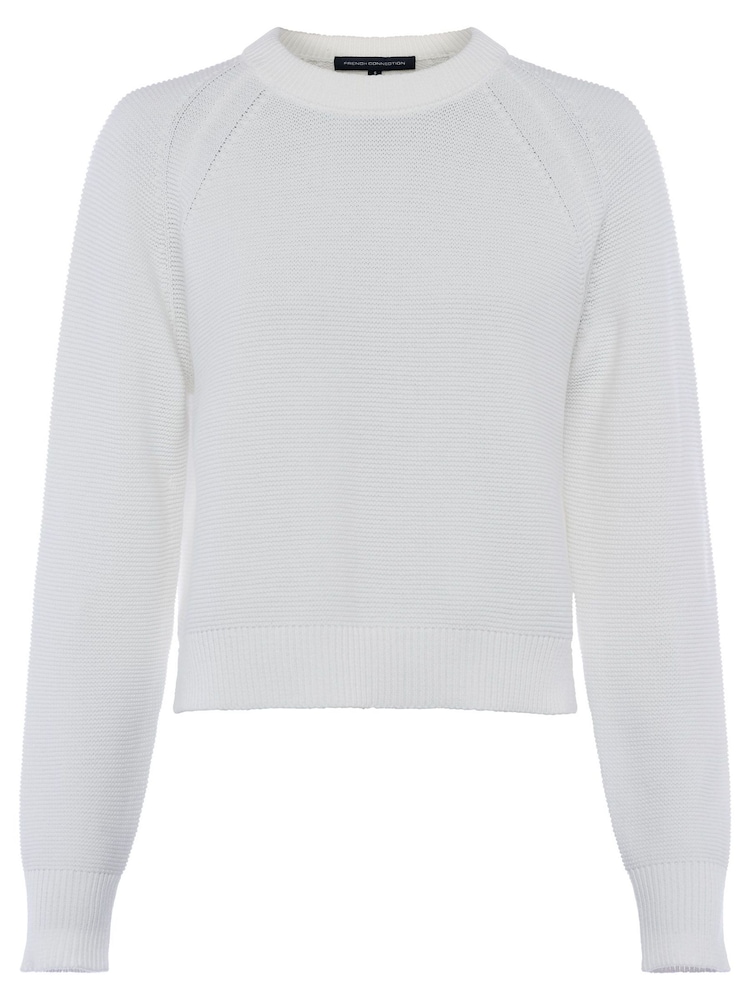 French Connection White Crew Neck Lilly Mozart 100% Cotton Jumper - Image 5 of 5