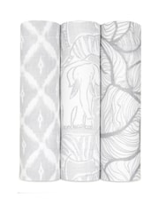 aden + anais Grey Large Silky Soft Culture Club Muslin Blankets 3 Pack - Image 1 of 8
