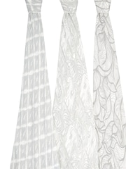 aden + anais Grey Large Silky Soft Culture Club Muslin Blankets 3 Pack - Image 2 of 8