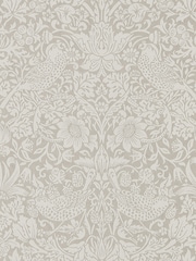 Morris & Co. Silver Pure Strawberry Thief Wallpaper - Image 1 of 1