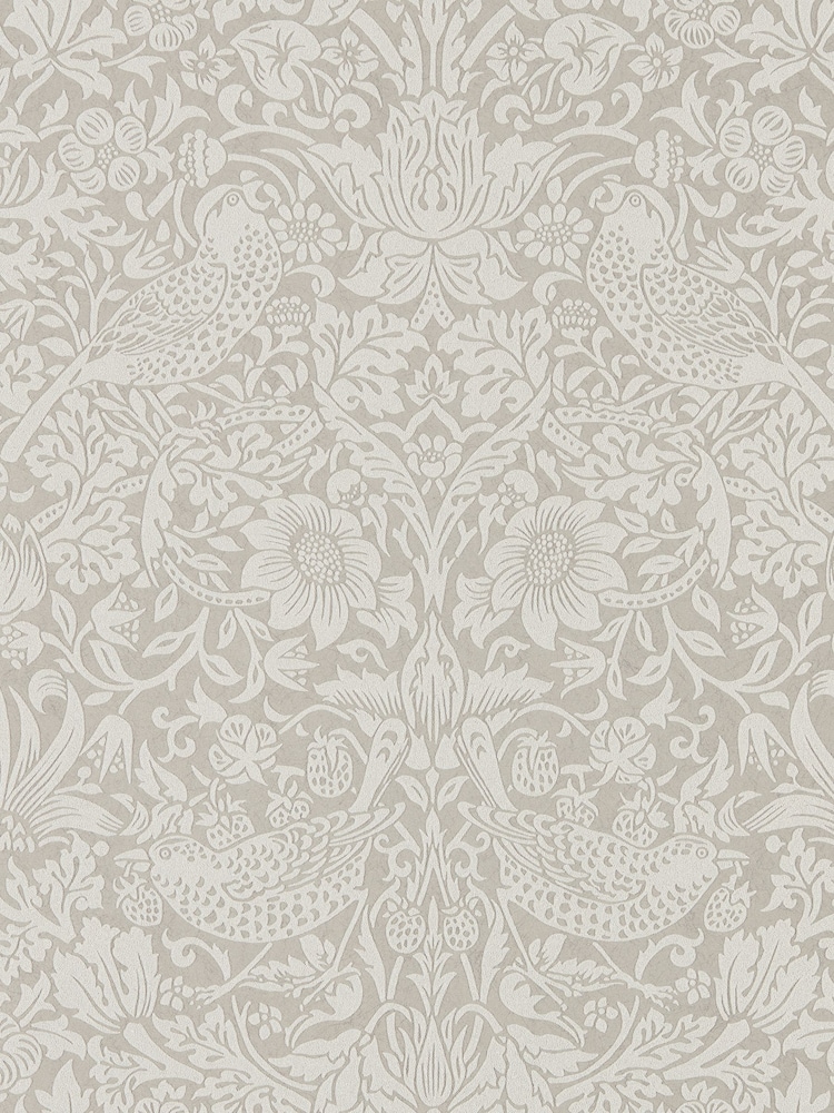 Morris & Co. Silver Pure Strawberry Thief Wallpaper - Image 1 of 1