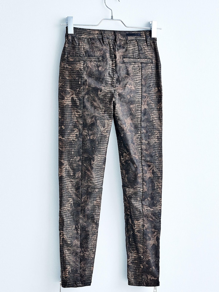 Animalprint, Beschichtet - Skinny-Jeans mit hohem Bund im Biker-Look - Bild 11 von 11