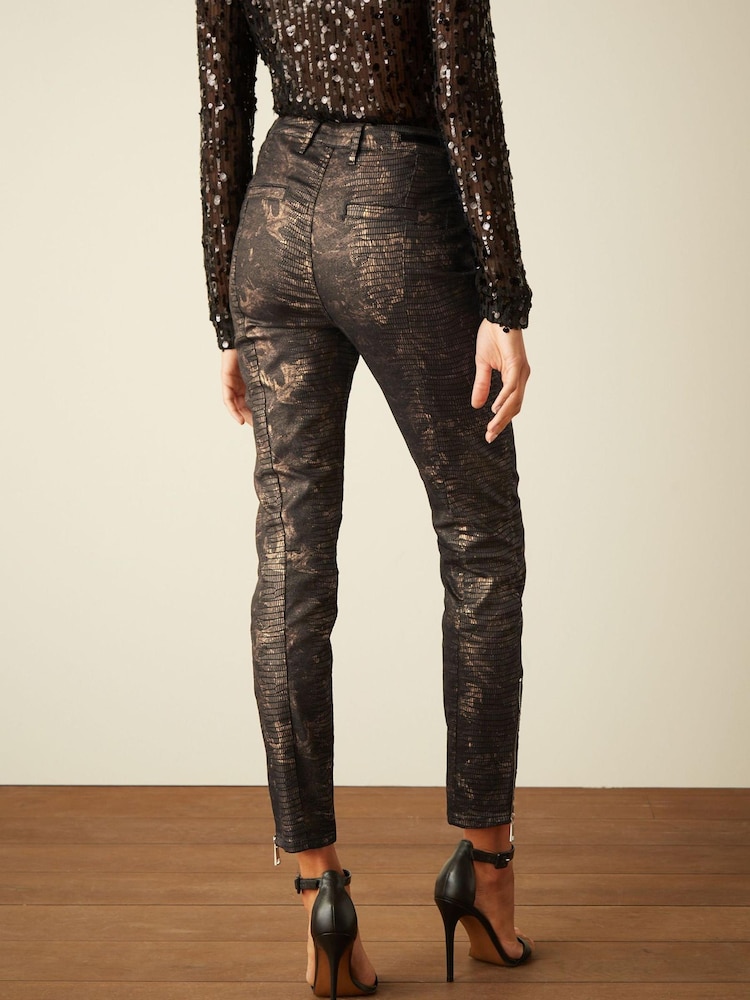 Imprimé animal enduit - Jeans skinny motard taille haute - Image 3 of 11