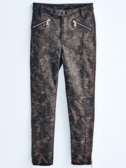 Animalprint, Beschichtet - Skinny-Jeans mit hohem Bund im Biker-Look - Bild 6 von 11