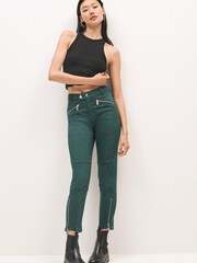 Grün/Satin - Own. Skinny-Jeans mit hoher Taille im Biker-Look - Bild 1 von 9