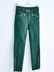 Grün/Satin - Own. Skinny-Jeans mit hoher Taille im Biker-Look - Bild 3 von 9