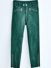 Grün/Satin - Own. Skinny-Jeans mit hoher Taille im Biker-Look - Bild 5 von 9