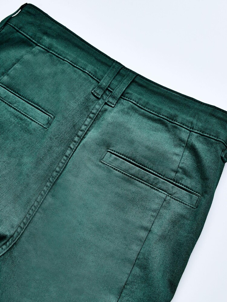 Green Sateen High Waist Biker Skinny Jeans - Image 7 of 9