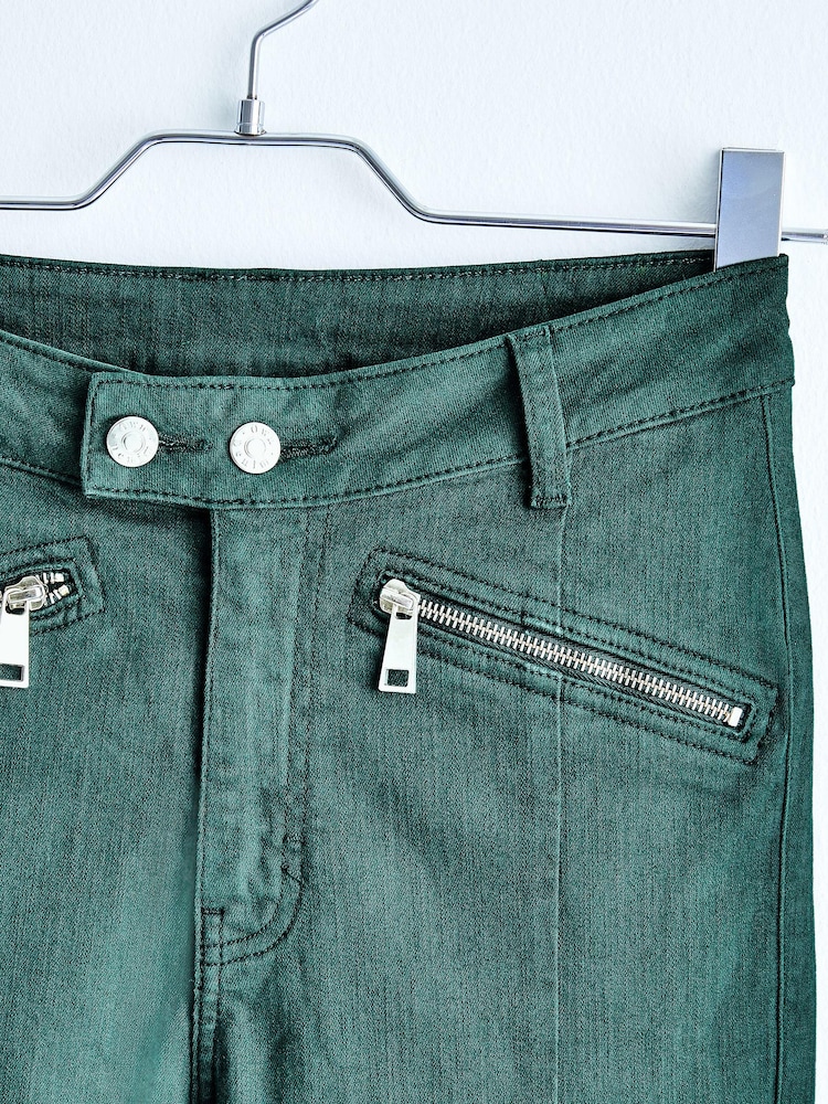 Grün/Satin - Own. Skinny-Jeans mit hoher Taille im Biker-Look - Bild 9 von 9