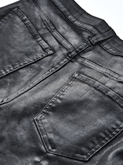 Black Foil Low Rise Stretch Flare Jeans With Back Split Hem - Image 5 of 7