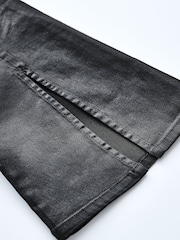 Black Foil Low Rise Stretch Flare Jeans With Back Split Hem - Image 7 of 7