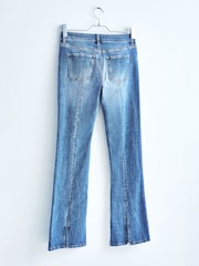Mittelblau - Own. Tiefe Stretch-Jans mit ausgestelltem Bein und Saumschlitzen hintern - Bild 9 von 14