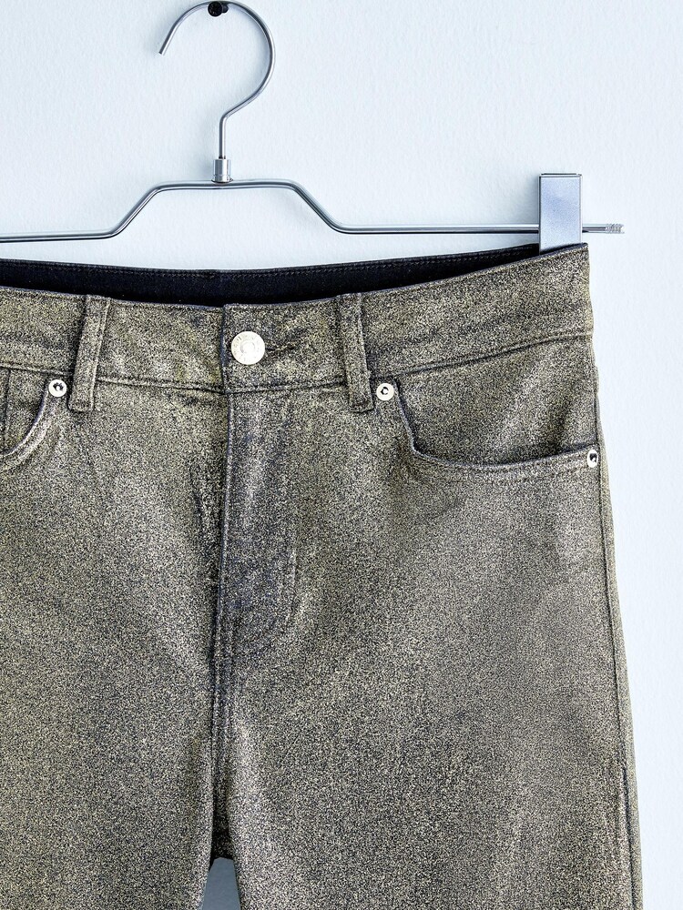 Own. Gold Metallic Mid Rise Straight Jeans - Image 11 of 12