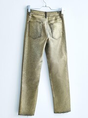 Own. Gold Metallic Mid Rise Straight Jeans - Image 12 of 12
