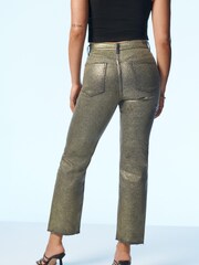 Own. Gold Metallic Mid Rise Straight Jeans - Image 2 of 12