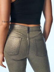 Own. Gold Metallic Mid Rise Straight Jeans - Image 5 of 12