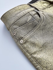 Own. Gold Metallic Mid Rise Straight Jeans - Image 8 of 12