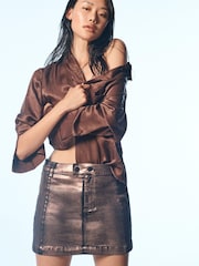 Own. Bronze Mini Biker Skirt - Image 1 of 13