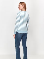 M&Co Blue Breton Stripe Cardigan - Image 4 of 5