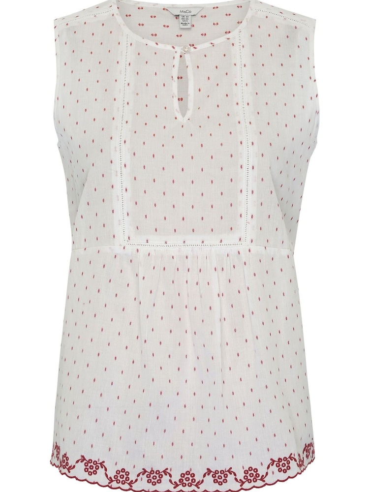M&Co Bluse mit Lochstickereien und Muschelsaum, Weiß - Bild 5 von 5