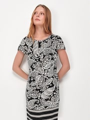 M&Co Black Border Print Shift Dress - Image 1 of 4
