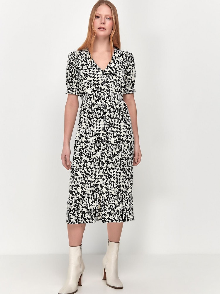 M&Co Black Button Front Midi Dress - Image 2 of 5 M&Co Black Button Front Midi Dress - Image 2 of 5