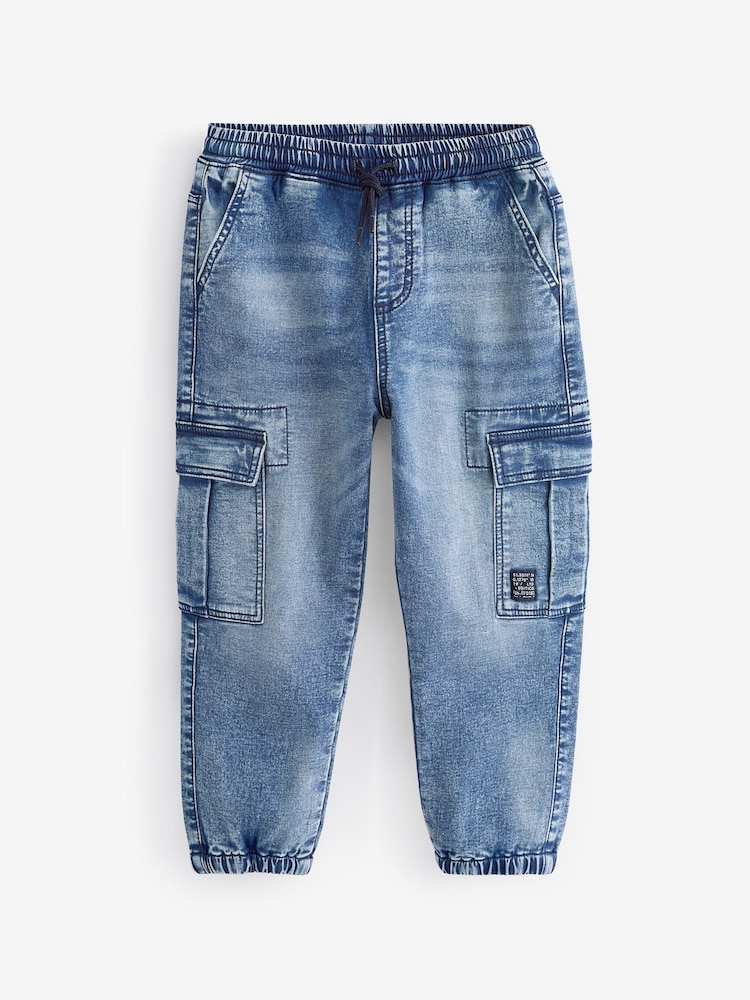 Blue Cargo Jeans With Elasticated Waist (3-16yrs) - Image 1 of 2