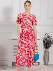 Jolie Moi Pink Gianna Print Mesh Maxi Dress - Image 3 of 6