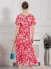 Jolie Moi Pink Gianna Print Mesh Maxi Dress - Image 4 of 6