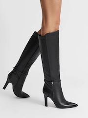 Reiss Black Caitlin Leather Knee High Boots - Image 2 of 8